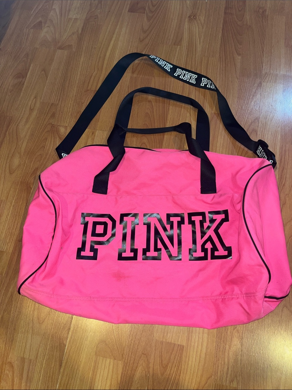 PINK Victoria's Secret Bright Pink Logo Travel X Large Duffel
